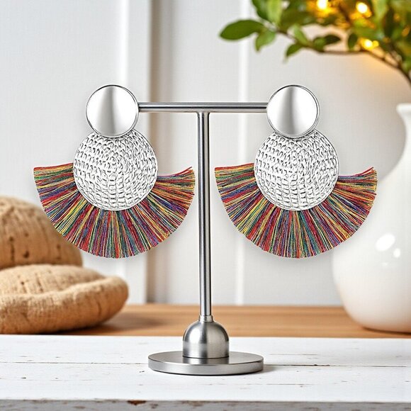 NKULTD Jewelry - Boho Chic Rainbow‎ Fan Earrings - Statement Fringe Tassel Summer Style 🌈